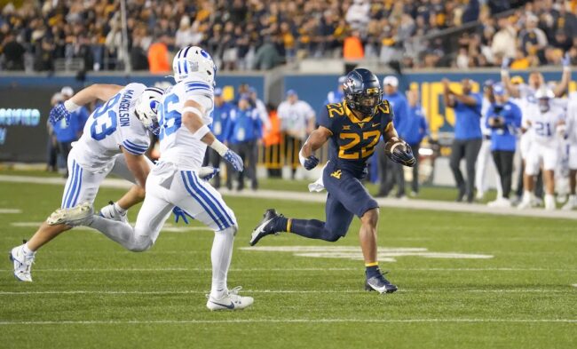 WVU Football RB Jahiem White against BYU
