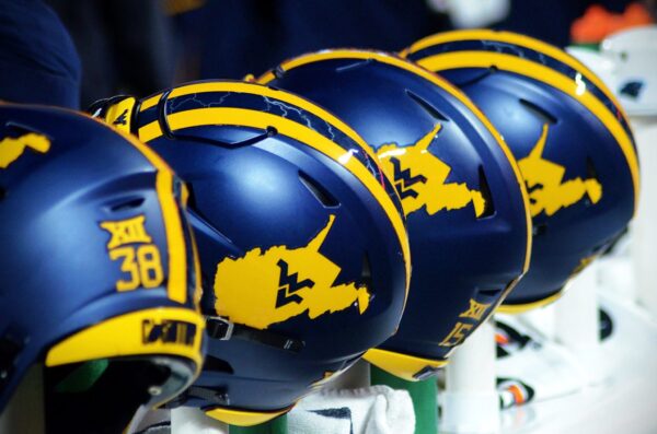 WVU Football Country Raods Blue Helmets