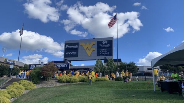WVU Football Stadium Sign Outside