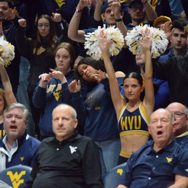 WVU Basketball fans and cheerleaders