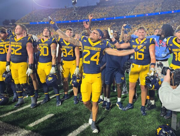 WVU Football WR Rodney Gallagher Celebrating
