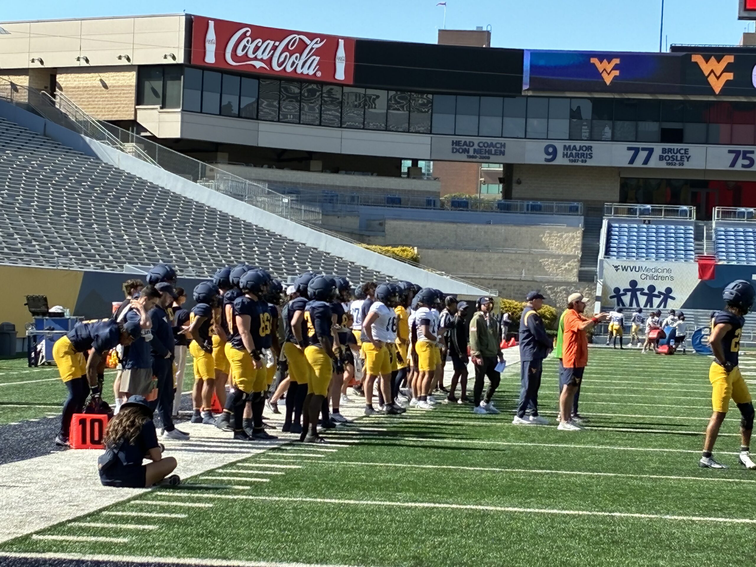 WVU Football spring practice sideline
