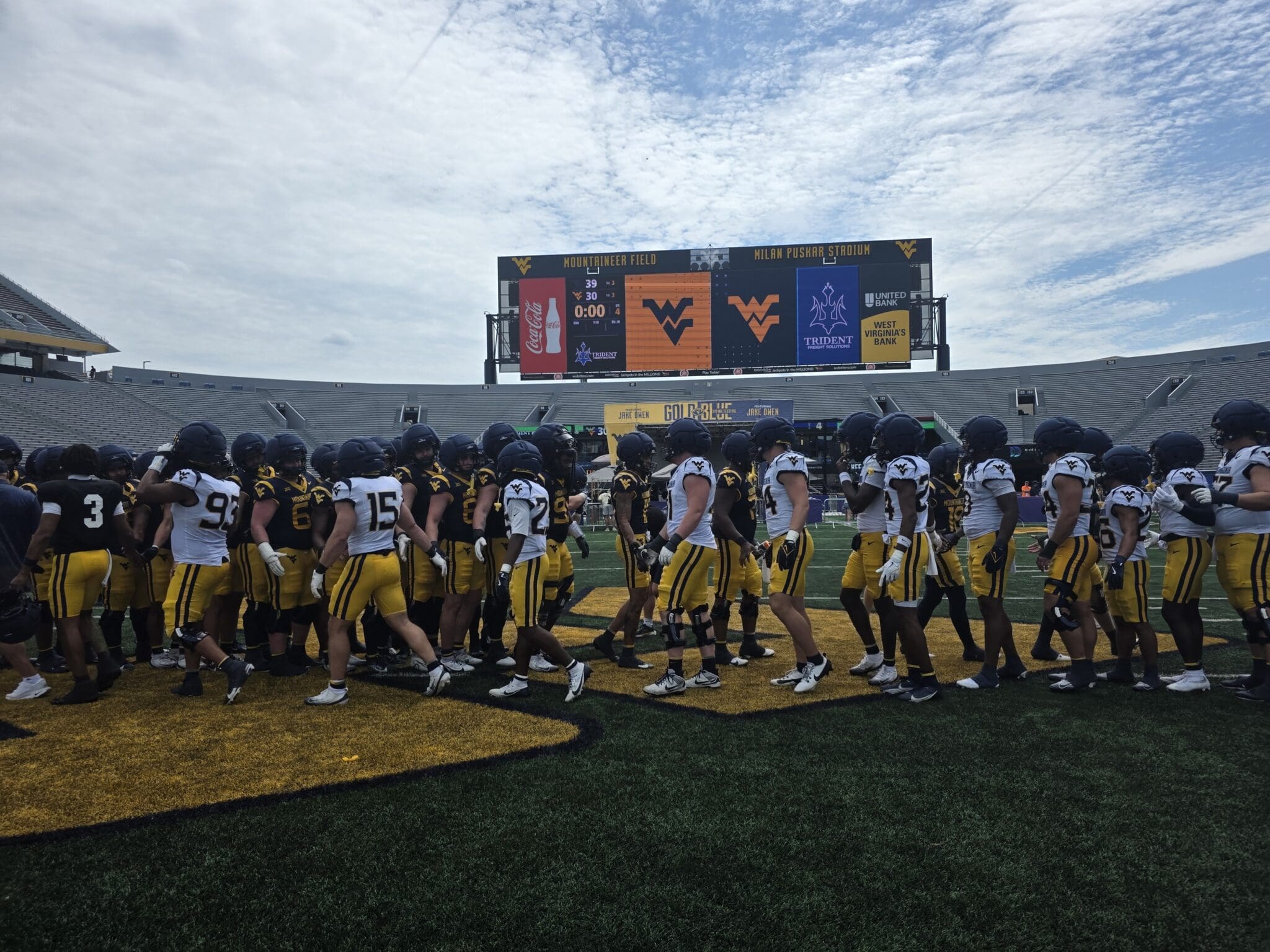 Shaking hands after WVU Football spring game