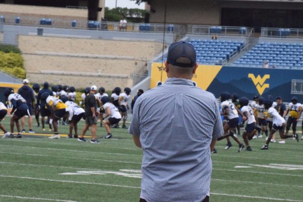 Mike Asti Watching WVU Football Practice