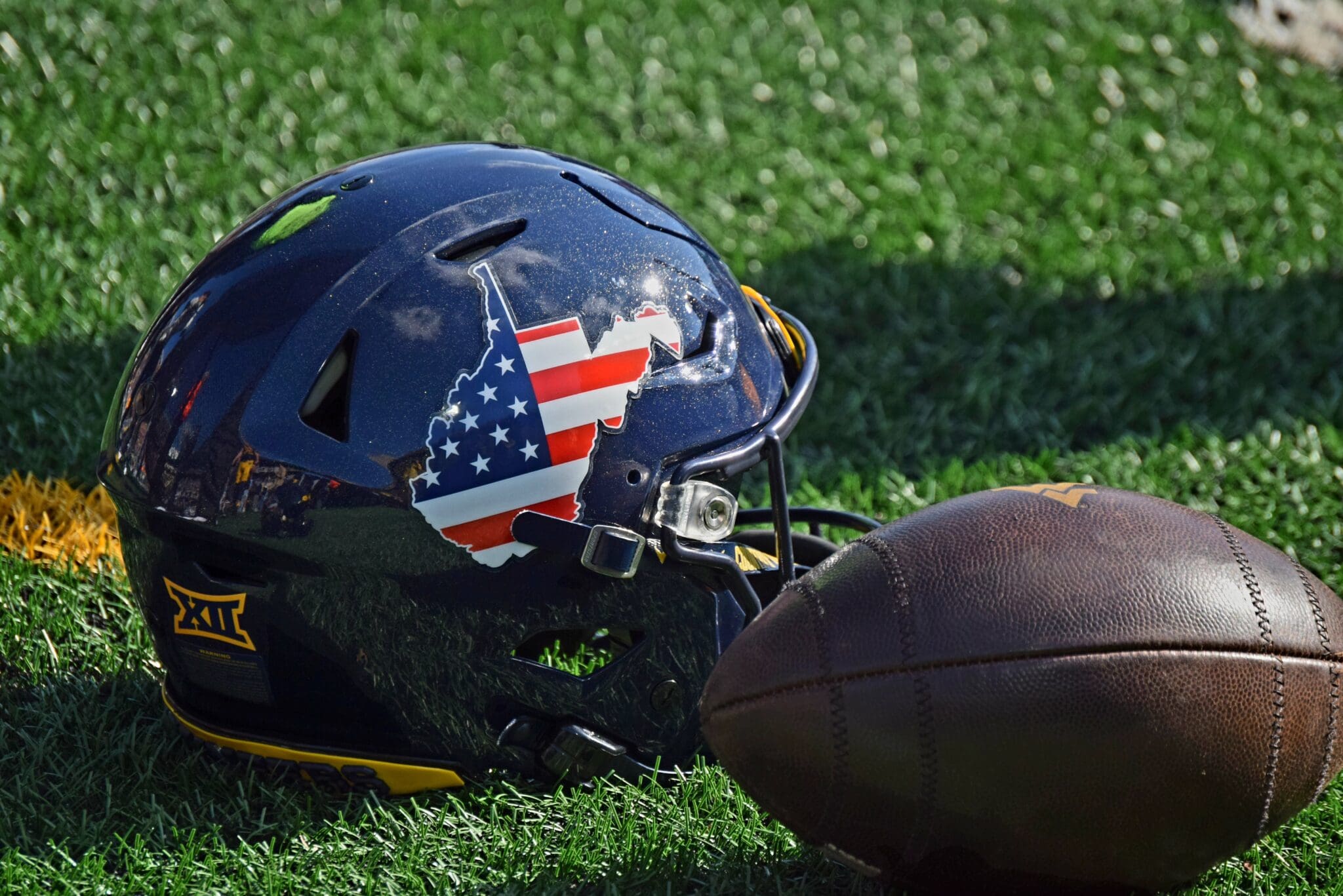 USA Flag on WVU Helmet